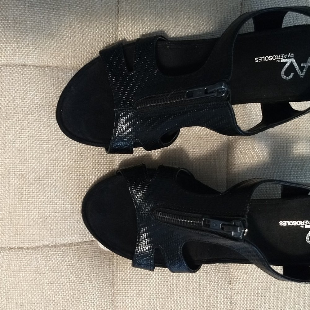 A2 by Aerosoles Dream Plush Gladiator Wedge Sandals in Black Size 6M